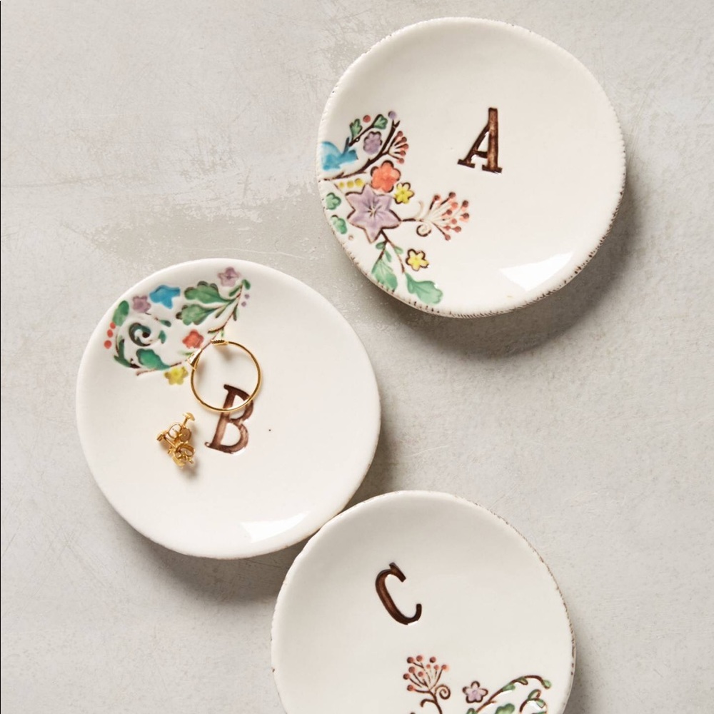 “A” monogrammed jewelry dish